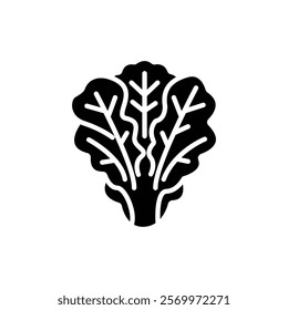 Lettuce icon silhouette on white background. Linear style sign for mobile concept and web design. Lettuce symbol logo illustration.