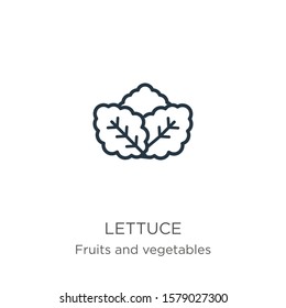 Lettuce icon. Thin linear lettuce outline icon isolated on white background from fruits collection. Line vector sign, symbol for web and mobile