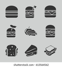 Lettuce icons set. set of 9 lettuce filled icons such as sandwich, double burger with flag, burger with sausage, cheeseburger