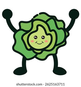Lettuce kawaii cartoon. Vector illustration