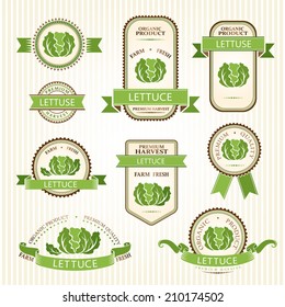 Lettuce labels. Vegetables color package decorations set. 