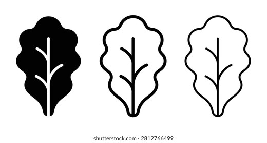 Lettuce leaf icon silhouette vector, bold outline and line art design