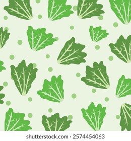 Lettuce leaf vegetable seamless pattern vector. Natural organic cooking ingredient background for restaurant, kitchen, food recipe or healthy