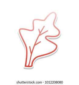 Lettuce leave sign. Vector. Reddish icon with white and gray shadow on white background. Isolated.