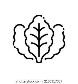 Lettuce leaves icon vector illustration in outline style. Vegetable sign