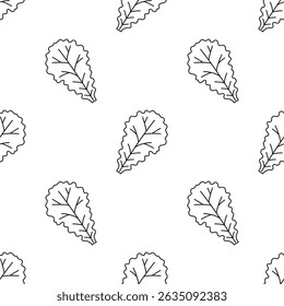 lettuce leaves seamless pattern, organic vitamin ingredients for cooking healthy food, vegetable background, vector outline illustration
