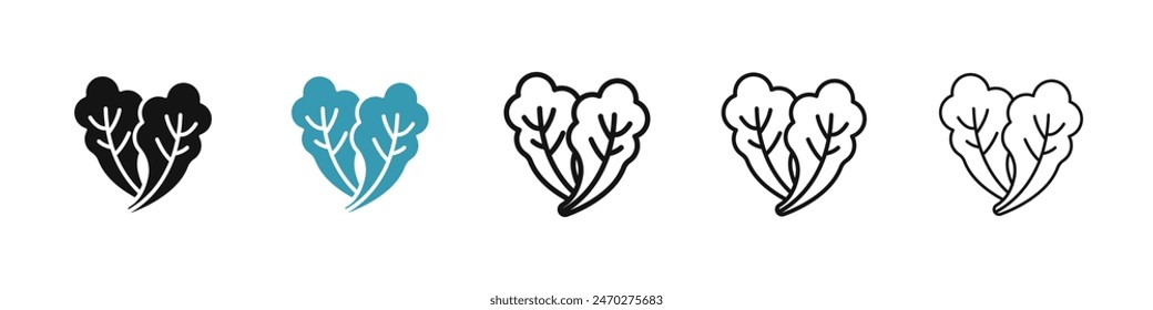 Lettuce line icon set. cabbage vegetable plant vector icon. foliage leaves sign for UI designs.