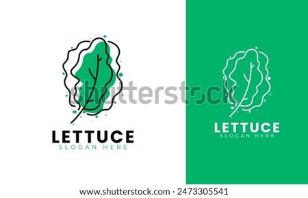 Lettuce logo design. Vegetable symbol with line and color shape concept. Healthy food vector icon