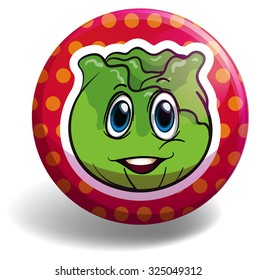 Lettuce on round badge illustration