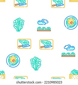 lettuce salad leaf vegetable vector seamless pattern thin line illustration
