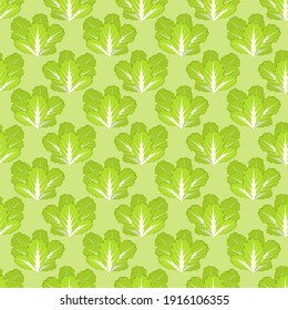 Lettuce. Seamless vector pattern. Lettuce on a green background.