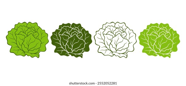Lettuce set of logo or icons isolated on white background.