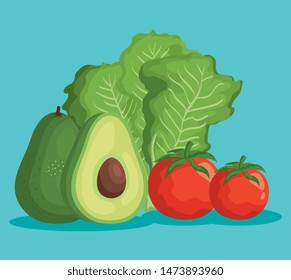 lettuce and tomatoes vegetables with avocado fruit