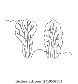 Ilustración vectorial de lechuga. arte de línea, una línea continua, simple, dibujado a mano y estilo de boceto. para iconos, símbolos, signos o logotipos