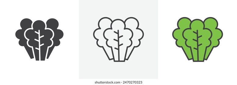 Lettuce vector set. Cabbage vegetable plant graphic. Foliage leaves icon.