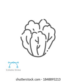 Lettuce vegetable icon. salad sign , green vegetable leaves and organic. outline or line pictogram style. Editable stroke. vector illustration. Design on white background. EPS 10