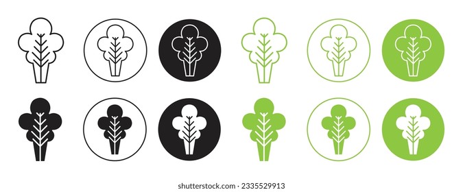 lettuce vegetable icon set in black and green color. salad lettuce plant leaf vector symbol.