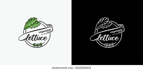 Lettuce vegetable logo design template, healthy vegetable food vector label symbol