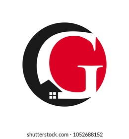 letyer g with home symbol vector logo.