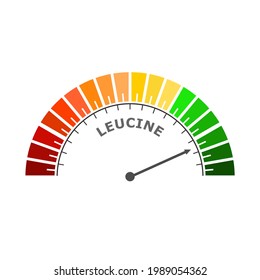 Leucine level scale. Concept of medicine and pharmacy