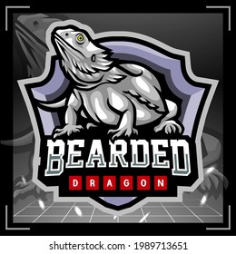 Leucistic Bearded dragon mascot. esport logo design