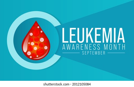 Im September wird jedes Jahr ein Monat zur Bewusstseinsbildung bei Leukämie beobachtet, es handelt sich um eine Krebserkrankung des blutbildenden Gewebes des Körpers, einschließlich Knochenmark und Lymphsystem. Vektorgrafik