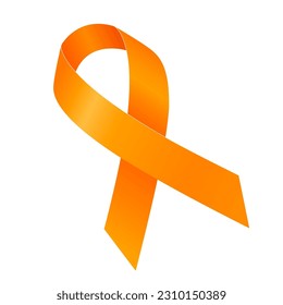 Leukemia Awareness Month in September. Orange ribbon. Vector flat illustration isolated on white. 