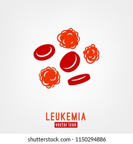 Leukemia Icon. White And Red Blood Cells In Flat Style. Leukaemia Disease Awareness Symbol. Isolated Vector Illustration. Medical, Scientific And Healthcare Concept.