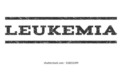 Leukemia watermark stamp. Text caption between horizontal parallel lines with grunge design style. Rubber seal stamp with dust texture. Vector gray color ink imprint on a white background.