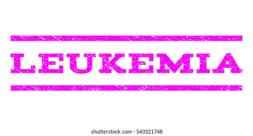 Leukemia watermark stamp. Text caption between horizontal parallel lines with grunge design style. Rubber seal stamp with dirty texture. Vector magenta color ink imprint on a white background.
