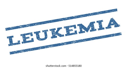 Leukemia watermark stamp. Text tag between parallel lines with grunge design style. Rubber seal stamp with dirty texture. Vector cobalt blue color ink imprint on a white background.