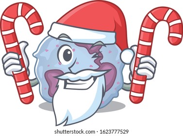 Leukocyte cell Cartoon character in Santa costume with candy