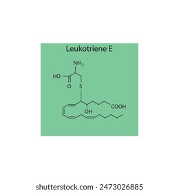 Leukotriene B4 skeletal structure diagram.Leukotriene compound molecule scientific illustration on green background.