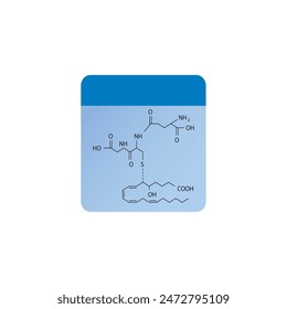 Leukotriene C4 skeletal structure diagram.Leukotriene compound molecule scientific illustration on blue background.