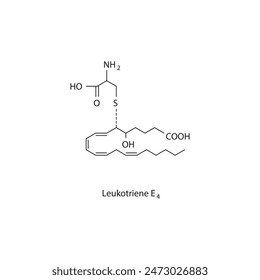 Leukotriene E4 skeletal structure diagram.Leukotriene compound molecule scientific illustration on white background.