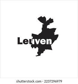 Leuven map and black lettering design on white background