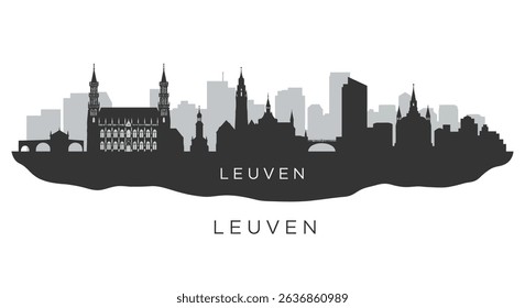 Leuven Skyline Vector Belgium Cityscape.