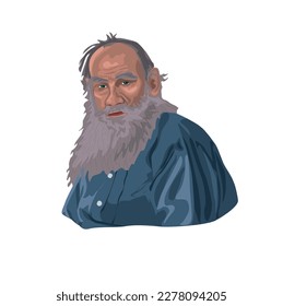 Lev Nikolayevich Tolstoy (1828 - 1910). Escritora y filósofo rusa. Viene del realismo. Muchos de sus libros están entre los clásicos del mundo. Retrato de ilustración de vector
