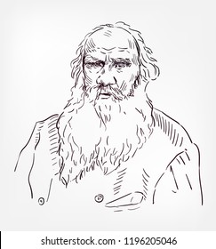 Lev Nikolayevich Tolstoy vector sketch portrait