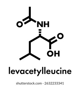 Levacetylleucine Niemann-Pick disease type C drug molecule. Skeletal formula.