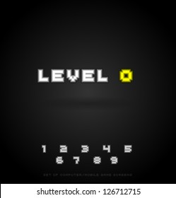 Level 0,1,2,3.. - screen for computer/mobile game, part of big set