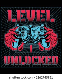 Level 1 Unlocked Gaming T-Shirt Design