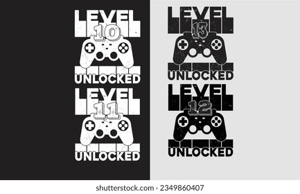 Level 10 to 13 Unlocked gaming bundles,Vintage gaming shirt,10 year gaming Bundles.