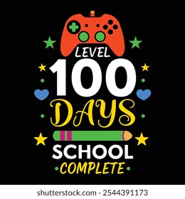 Nivel 100 Días de Escuela Completa - Divertido y Juguetón Diseño Inspirado en Juegos