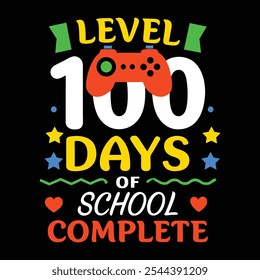 Nivel 100 Días de Escuela Completa - Divertido y Juguetón Diseño Inspirado en Juegos