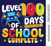 Level 100 Days Of School Quote Design, Game Controller Vector, Pencil Vector