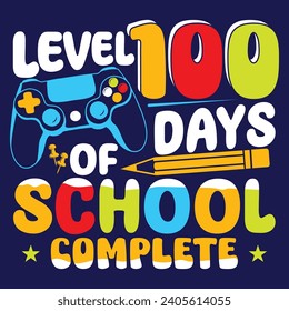 Level 100 Days Of School Quote Design, Game Controller Vector, Pencil Vector