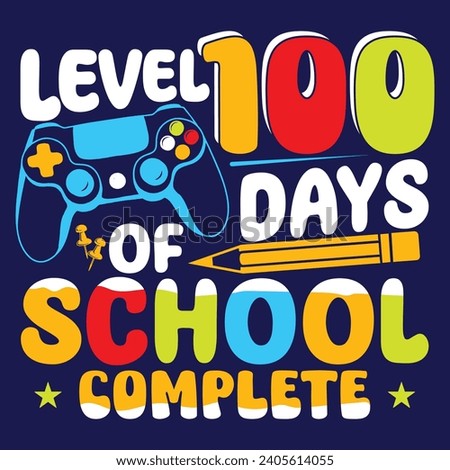 Level 100 Days Of School Quote Design, Game Controller Vector, Pencil Vector