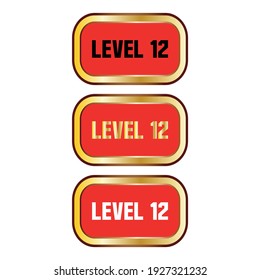 Level 12 sign in red color isolated on white background