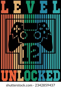 Level 12 unlocked vector art design, eps file. design file for t-shirt. SVG, EPS cuttable design file